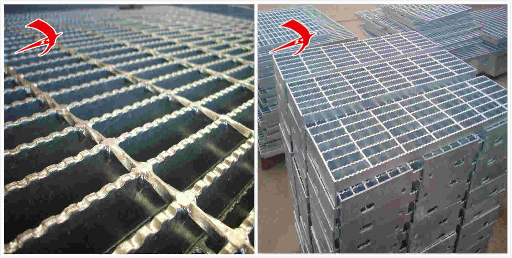 Serrated steel grating